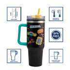 Termo de Acero Inoxidable con Doble Pared, Asa Y Popote Friends 1.2 Litros