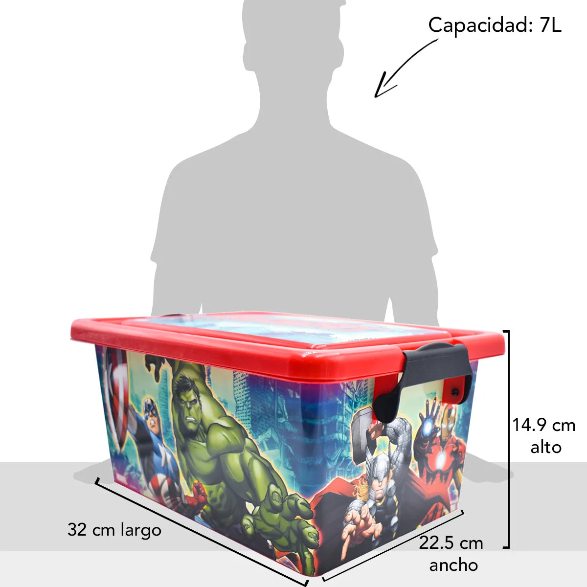 Juguetero Organizador de Plástico Avengers Disney 7Lt