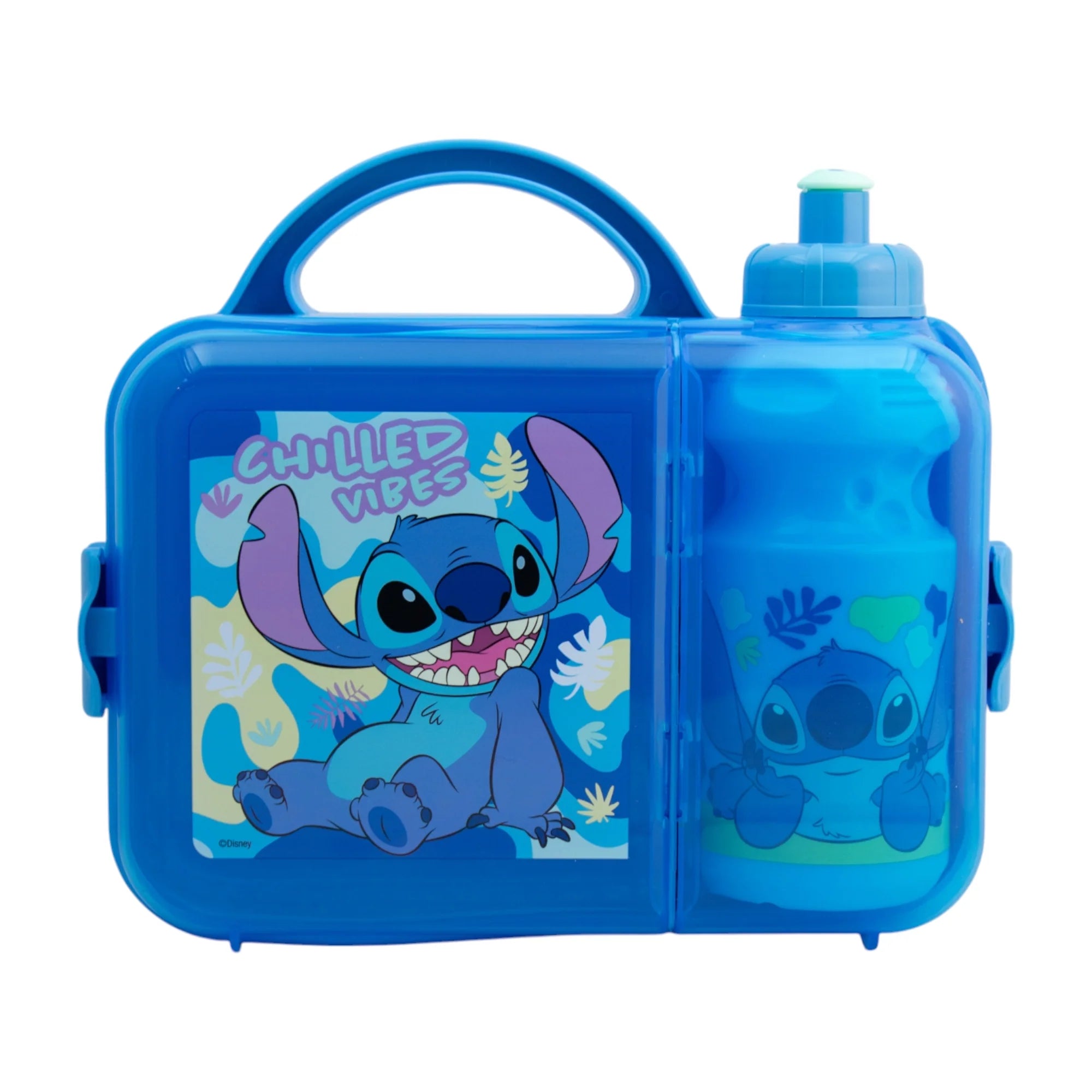 Lonchera Infantil Con Botella Plástico 473ml Disney Stitch