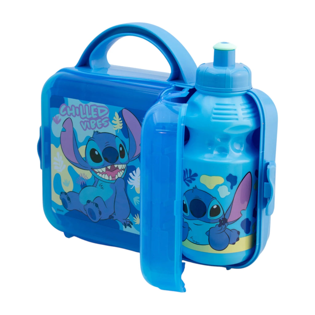 Lonchera Infantil Con Botella Plástico 473ml Disney Stitch