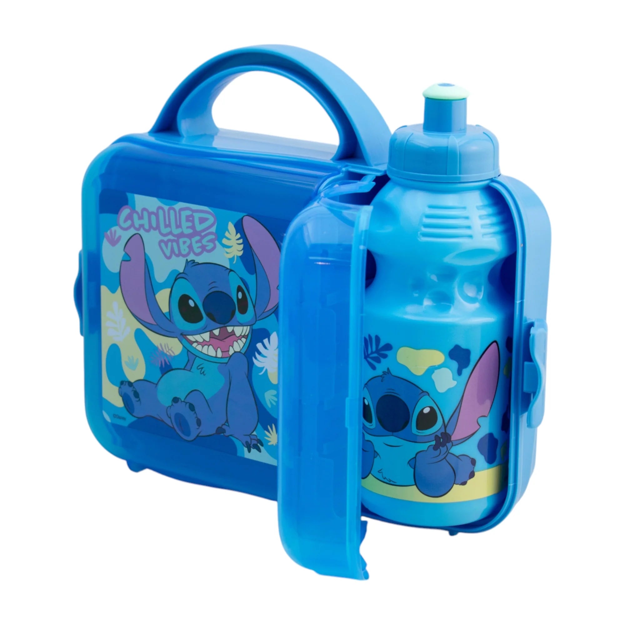 Lonchera Infantil Con Botella Plástico 473ml Disney Stitch