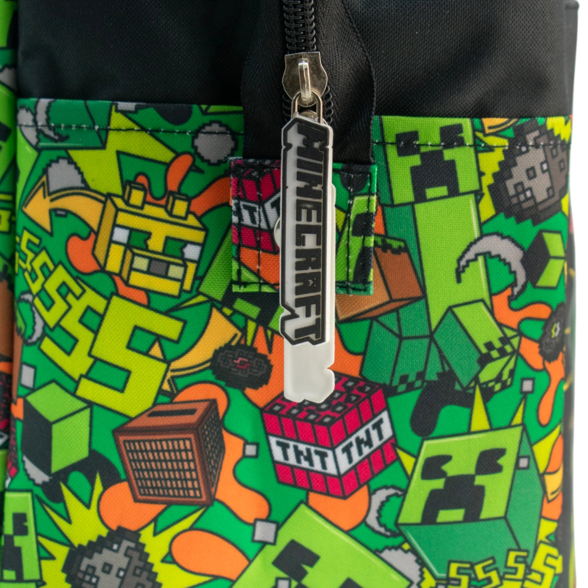 Lonchera Minecraft Verde Y Negro Doble Asa
