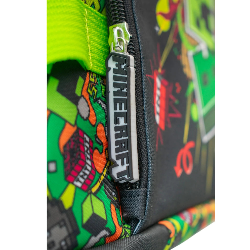 Lonchera Minecraft Verde Y Negro Doble Asa