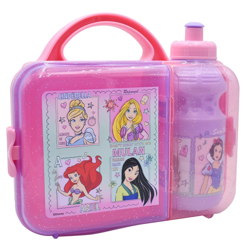 Lonchera Infantil de Plástico con Botella Fun Kids Princesas de Disney