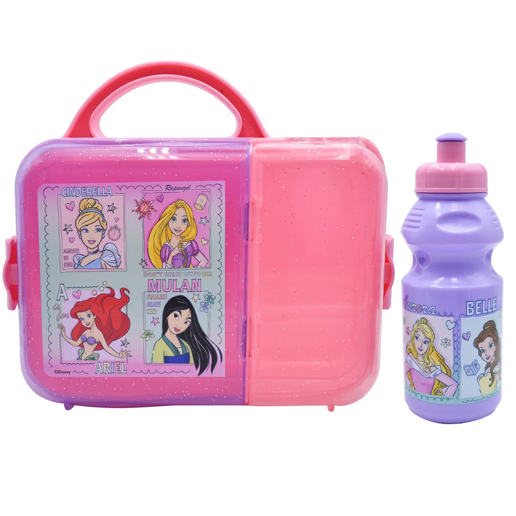 Lonchera Infantil de Plástico con Botella Fun Kids Princesas de Disney