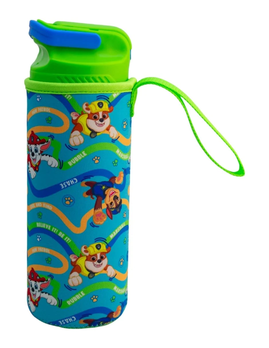 Botella de Plástico con Funda y Tapa Pushup Paw Patrol 600ml