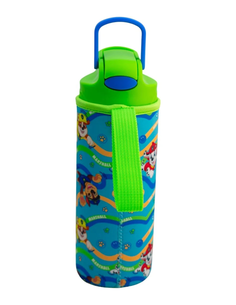 Botella de Plástico con Funda y Tapa Pushup Paw Patrol 600ml