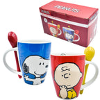 Juego de 2 Tazas de Cerámica con Cuchara Fun Kids Peanust Charlie Brown & Snoopy 310ml