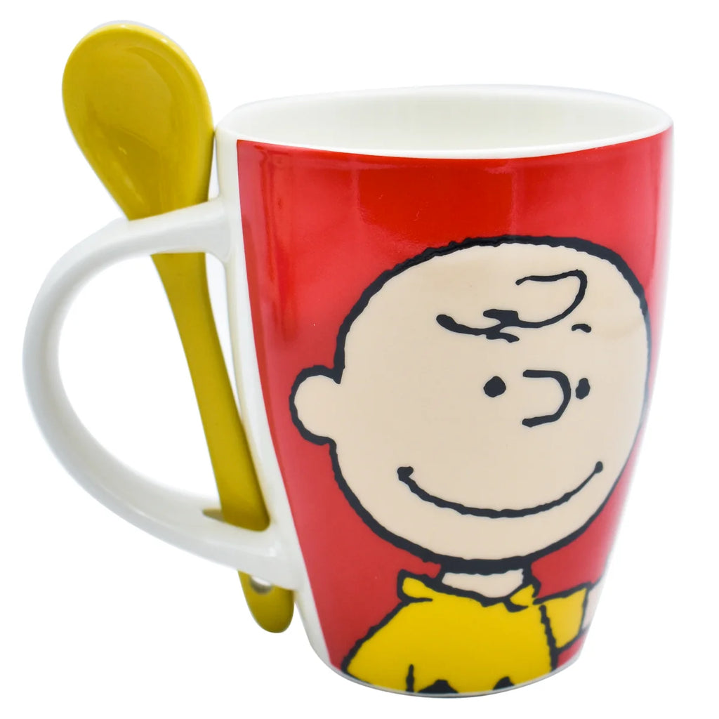 Juego de 2 Tazas de Cerámica con Cuchara Fun Kids Peanust Charlie Brown & Snoopy 310ml