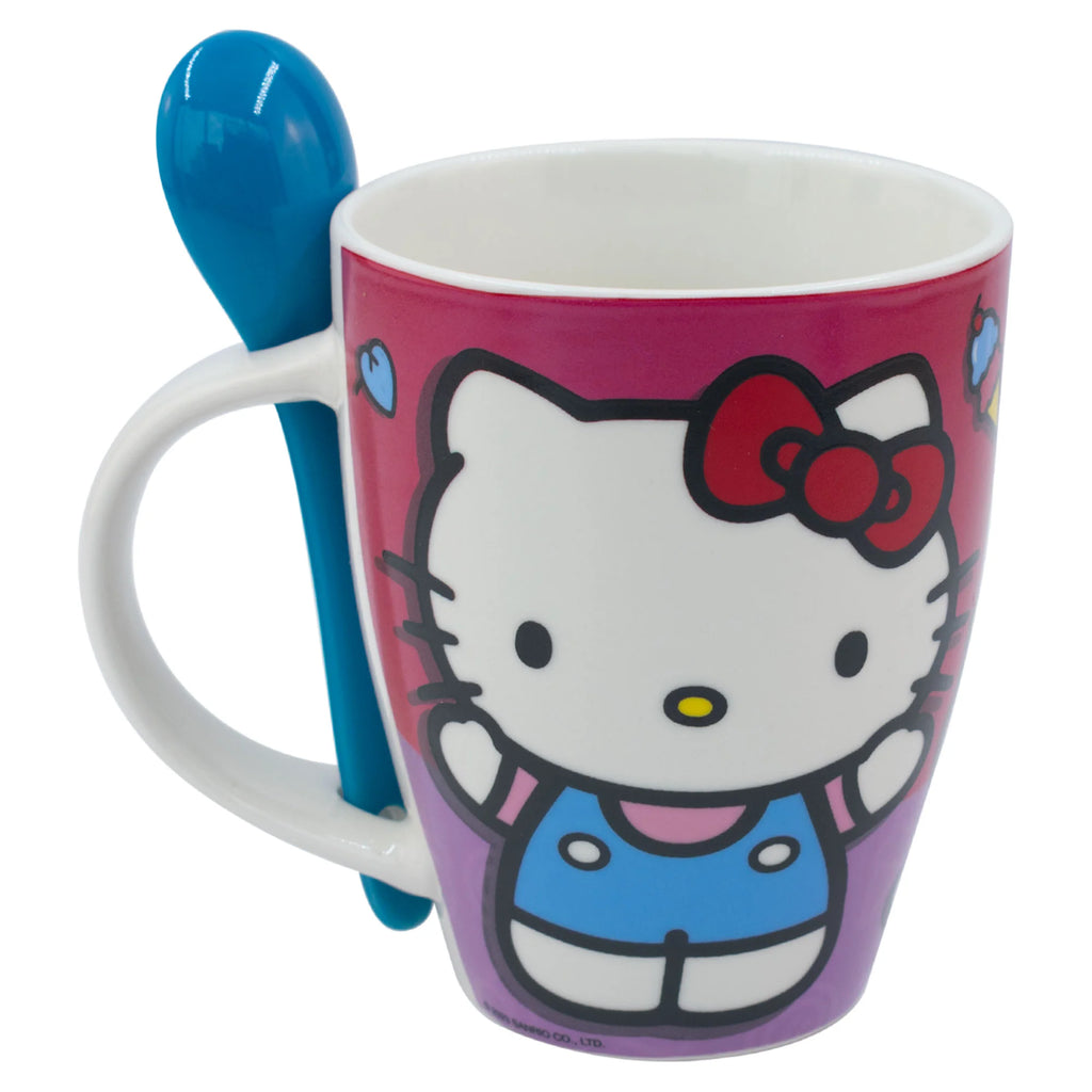 Juego de 2 Tazas De Porcelana Con Cuchara Hello Kitty Sanrio 310ml