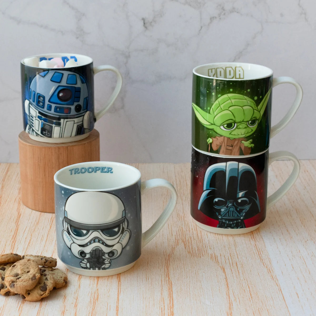 Juego de Tazas de Porcelana Apilables Fun Kids Disney Star Wars 330ml 4pz