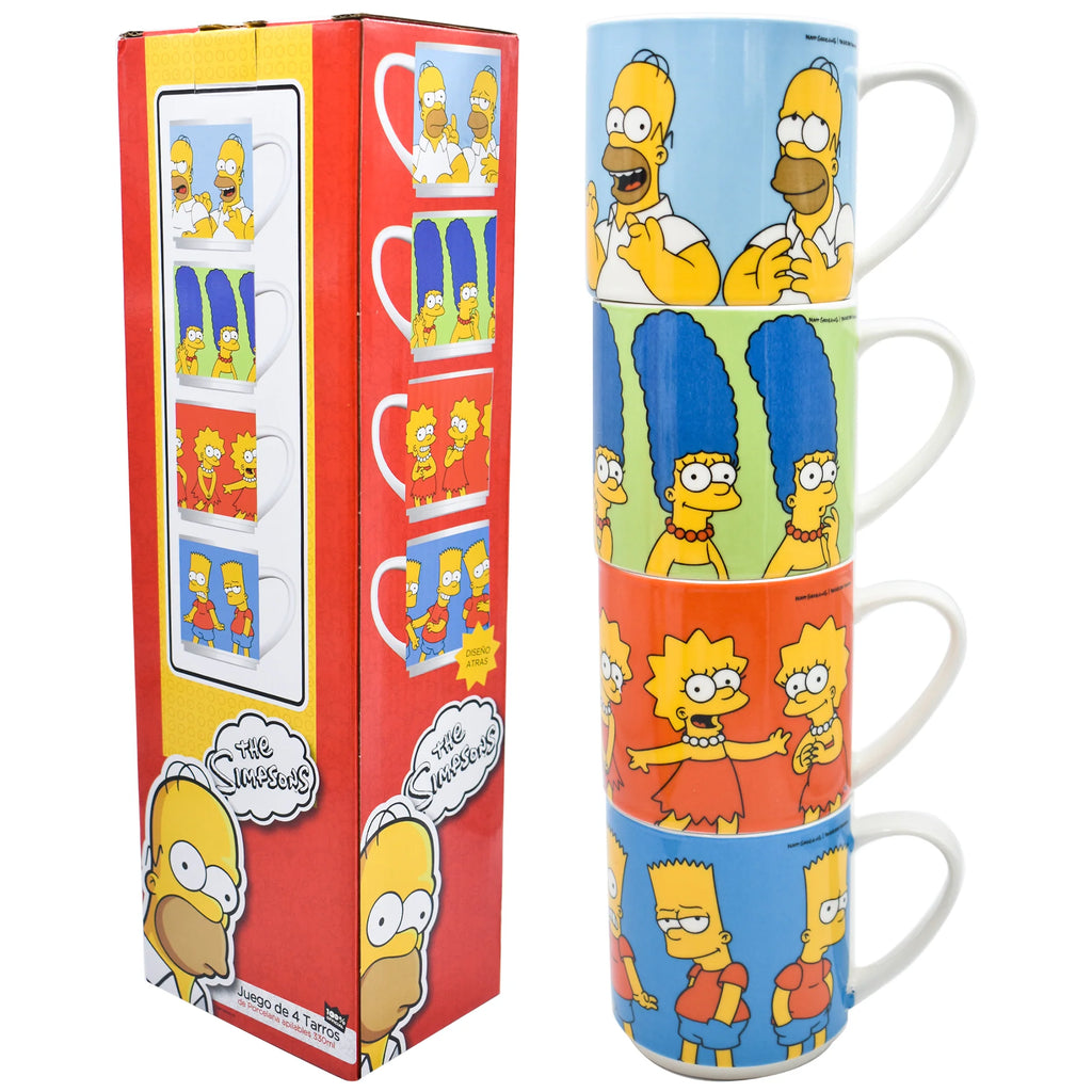 Juego de Tazas de Porcelana Apilables Fun Kids Los Simpsons 330ml 4pz