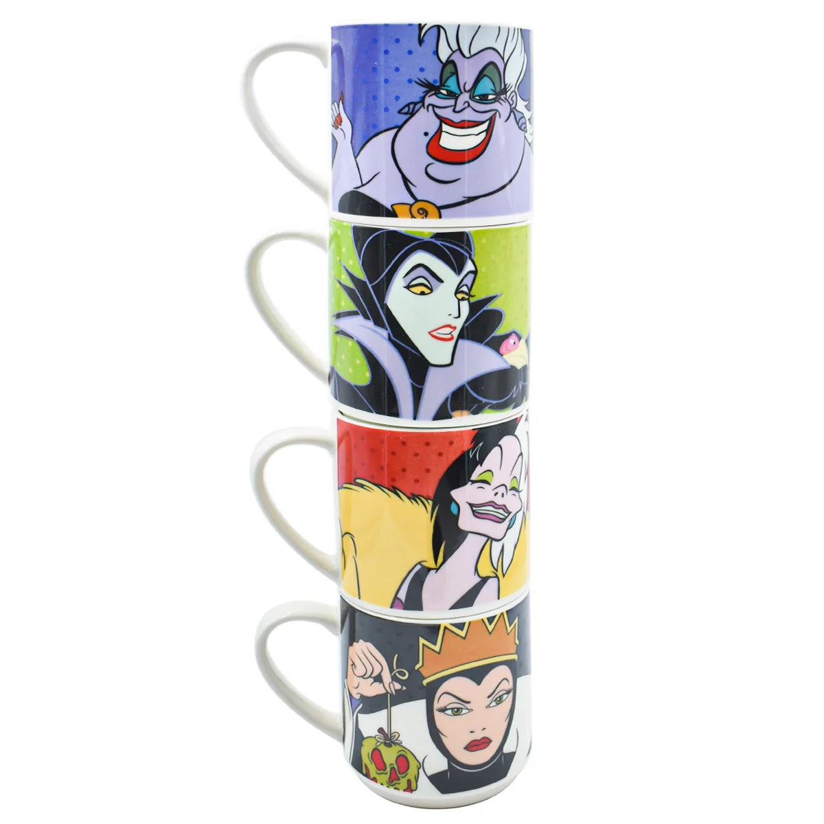 Juego de Tazas de Porcelana Apilables Fun Kids Disney Clásicos Villanas 330ml 4pzas