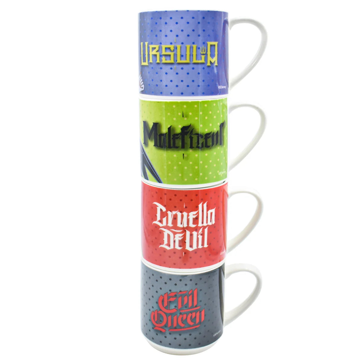 Juego de Tazas de Porcelana Apilables Fun Kids Disney Clásicos Villanas 330ml 4pzas