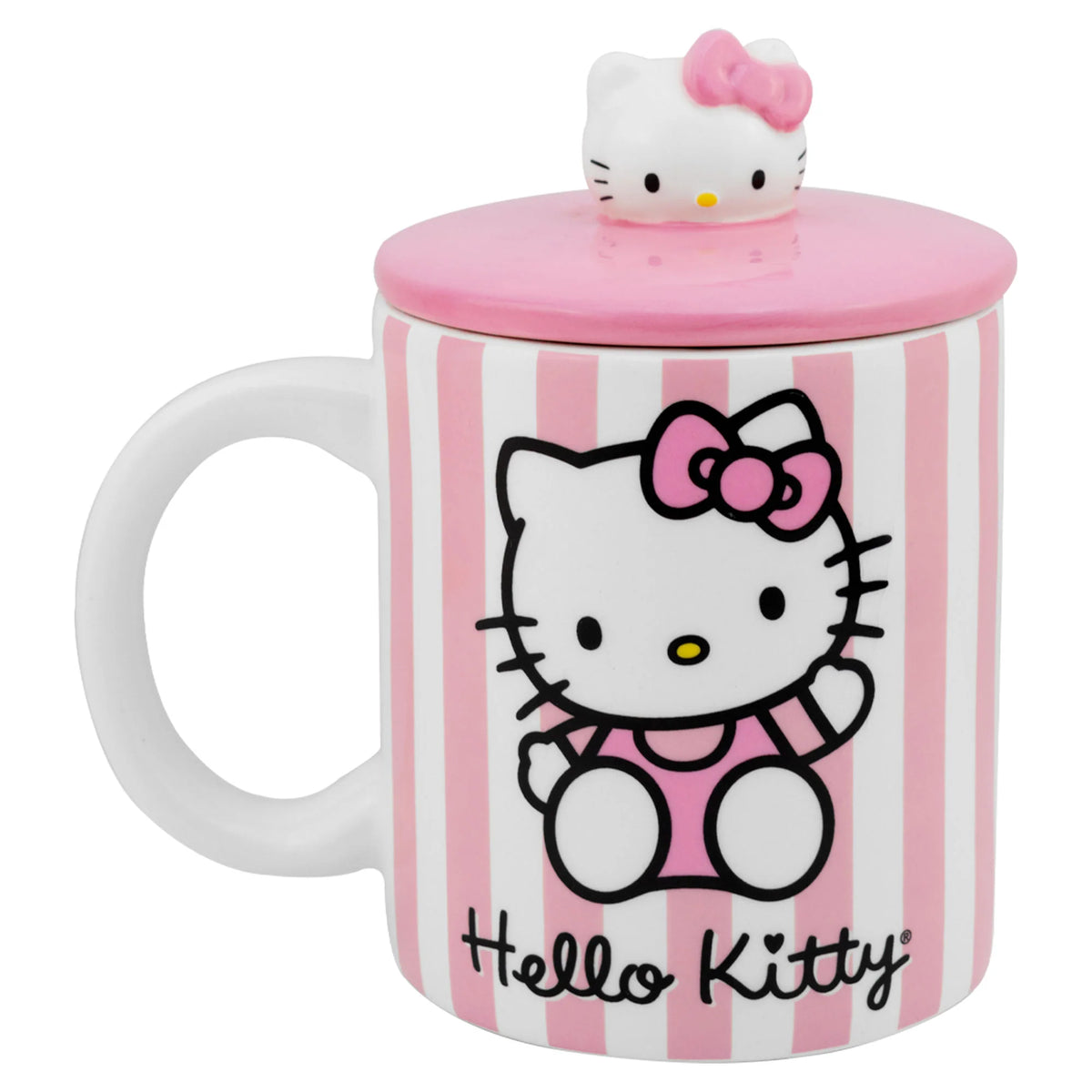 Taza de Cerámica Con Tapa 3D Esculpida Hello Kitty 532ml