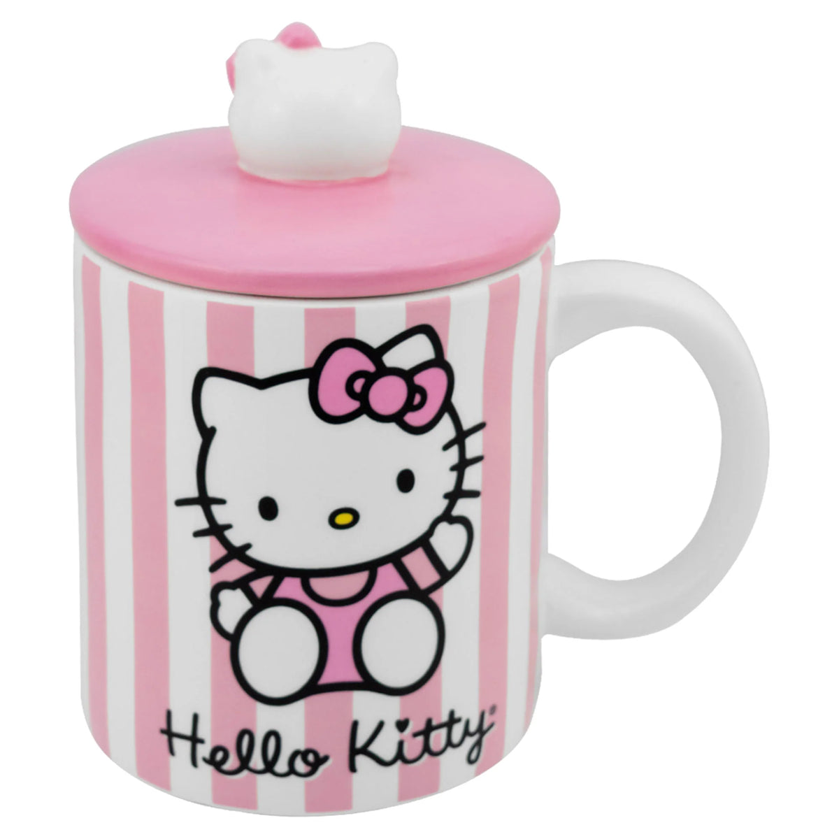Taza de Cerámica Con Tapa 3D Esculpida Hello Kitty 532ml