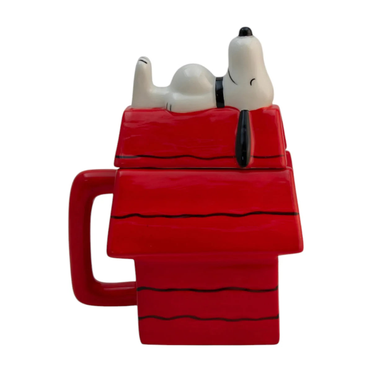 Taza De Cerámica 3D Con Tapa Casa Snoopy Peanuts 591ml