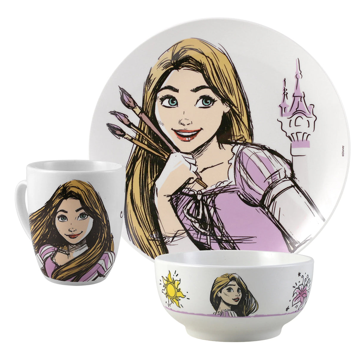 Vajilla Fun Kids Disney Princesas Porcelana 12pz
