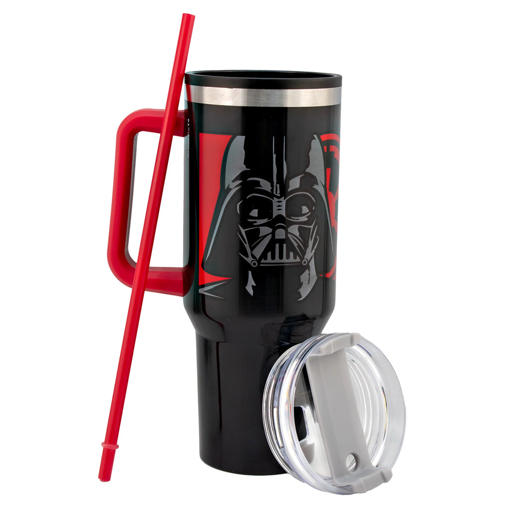 Termo de Acero Inoxidable con Doble Pared, Asa Y Popote Darth Vader 1.2 Litros