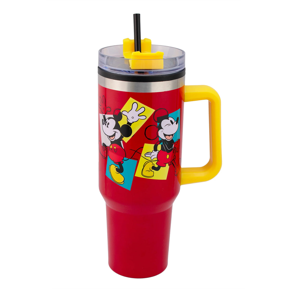 Termo de Acero Inoxidable con Doble Pared, Asa Y Popote Mickey Mouse 1.2 Litros