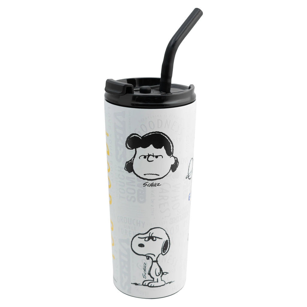 Termo de Acero Inoxidable con Doble Pared, Tapa y Popote Snoopy 600ml