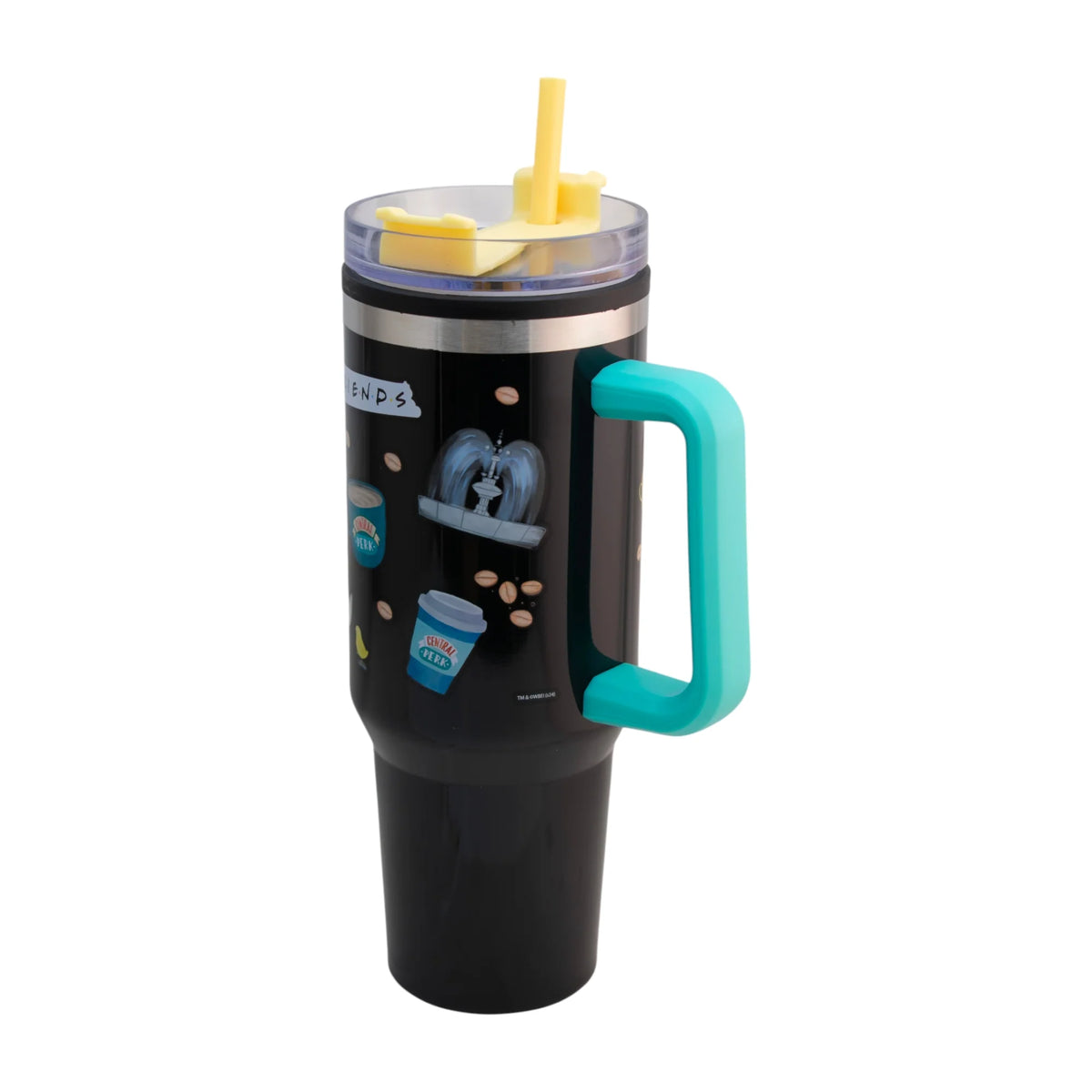 Termo de Acero Inoxidable con Doble Pared, Asa Y Popote Friends 1.2 Litros