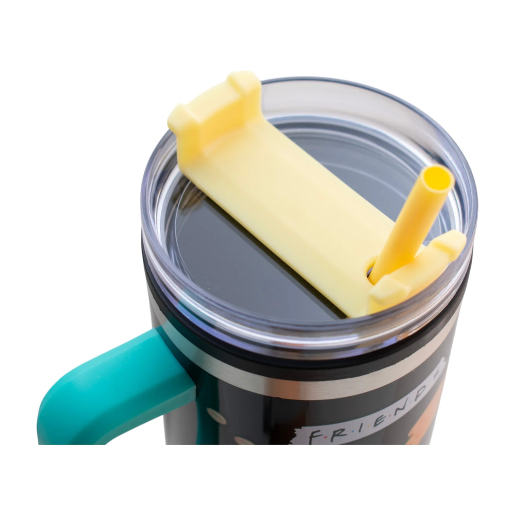 Termo de Acero Inoxidable con Doble Pared, Asa Y Popote Friends 1.2 Litros