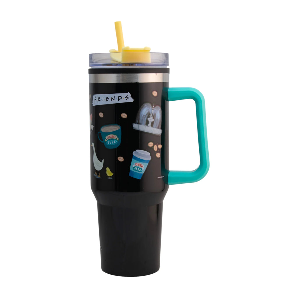 Termo de Acero Inoxidable con Doble Pared, Asa Y Popote Friends 1.2 Litros