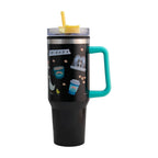 Termo de Acero Inoxidable con Doble Pared, Asa Y Popote Friends 1.2 Litros