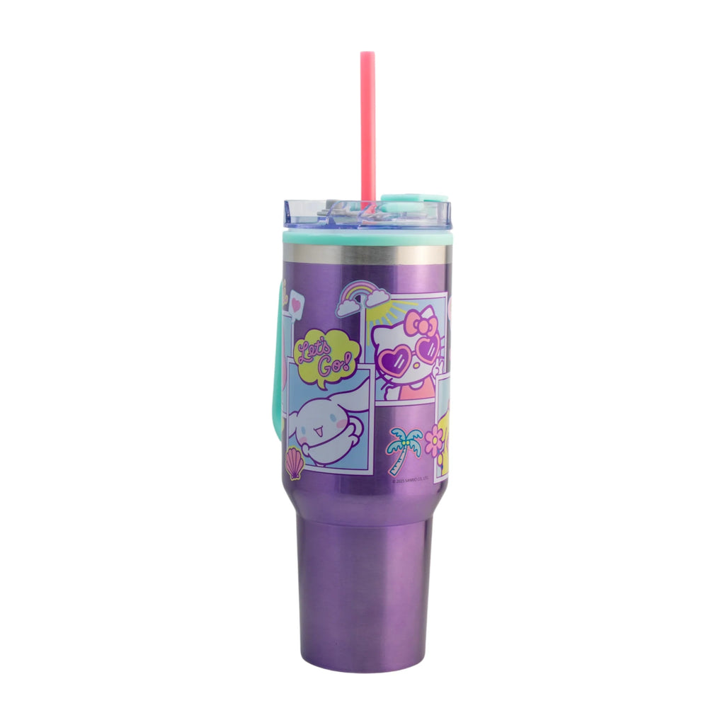 Termo de Acero Inoxidable con Doble Pared, Asa Y Popote Hello Kitty and Friends 1.2 Litros