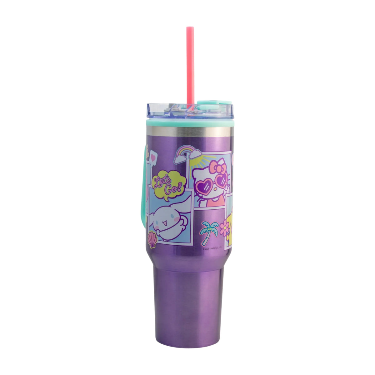 Termo de Acero Inoxidable con Doble Pared, Asa Y Popote Hello Kitty and Friends 1.2 Litros
