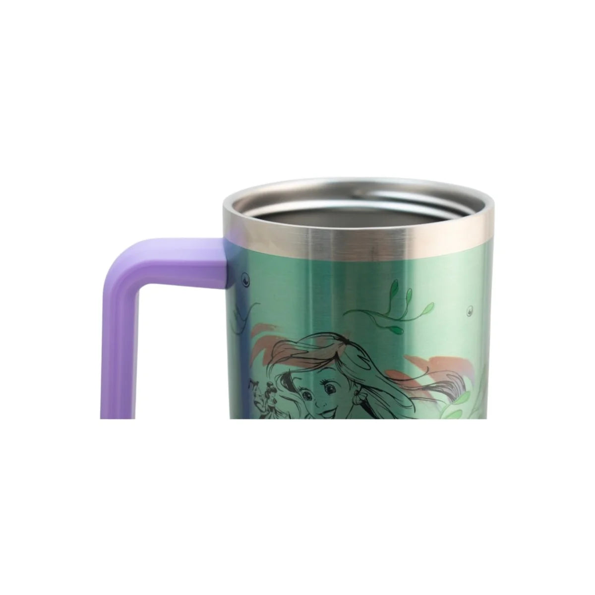 Termo de Doble Acero Inoxidable con Doble Pared, Tapa Doble y Popote La Sirenita 1.2 Litros