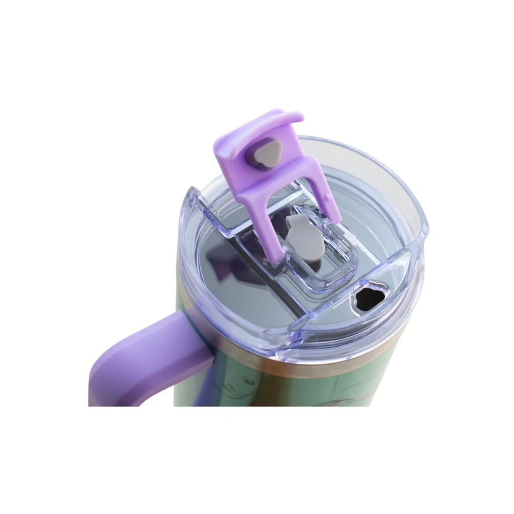 Termo de Doble Acero Inoxidable con Doble Pared, Tapa Doble y Popote La Sirenita 1.2 Litros