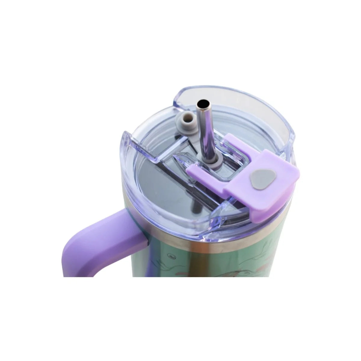 Termo de Doble Acero Inoxidable con Doble Pared, Tapa Doble y Popote La Sirenita 1.2 Litros