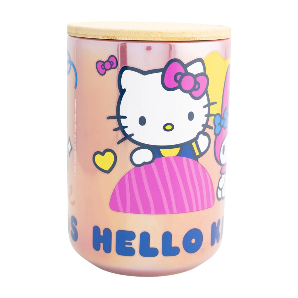 Frascos Iridiscente Con Tapa de Bambu Hello Kitty And Friends 790ml