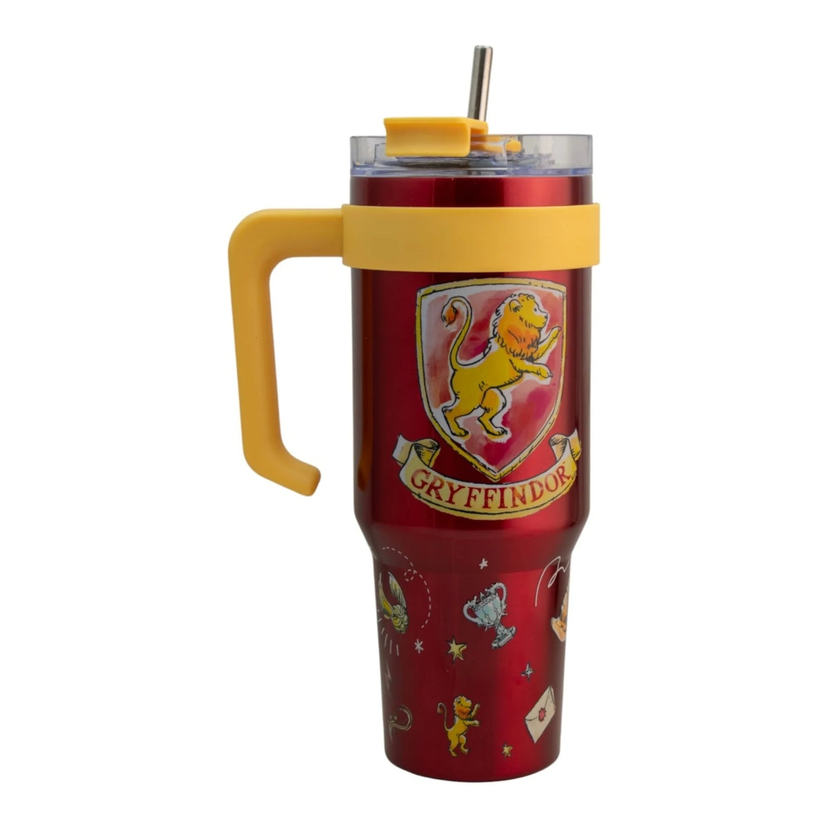 Termo de Acero Inoxidable con Doble Pared, Tapa Doble y Popote Harry Potter Gryffindor 1.2 Lt