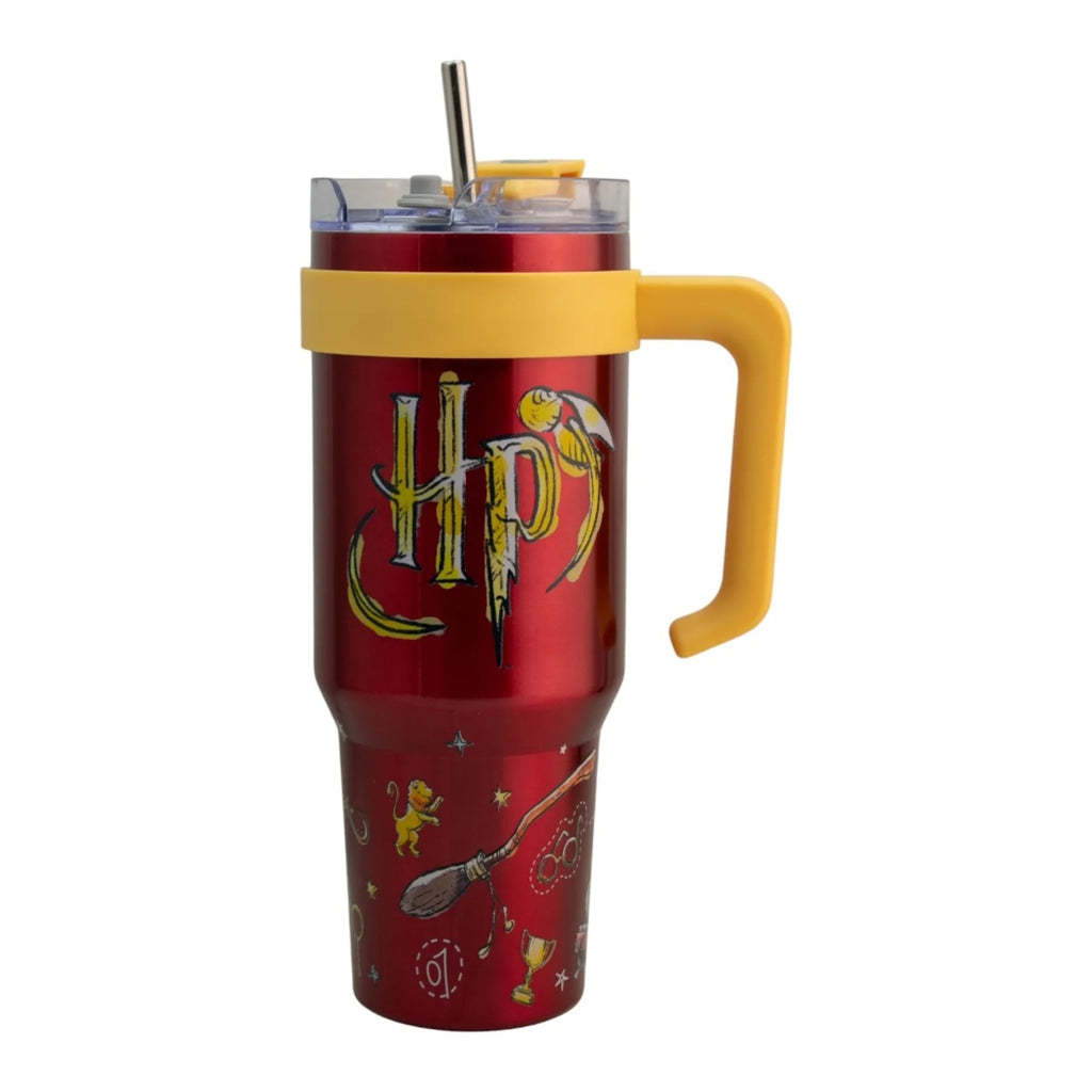 Termo de Acero Inoxidable con Doble Pared, Tapa Doble y Popote Harry Potter Gryffindor 1.2 Lt