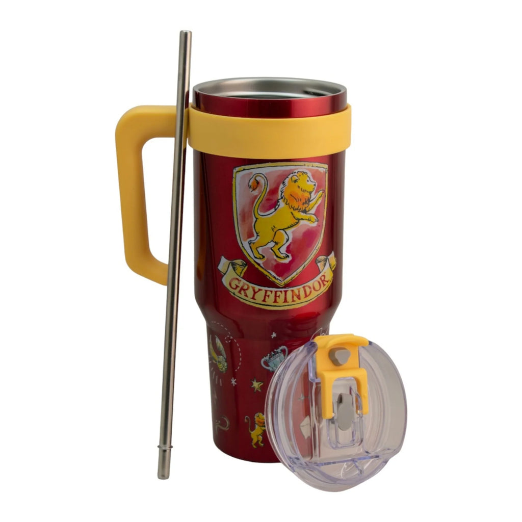 Termo de Acero Inoxidable con Doble Pared, Tapa Doble y Popote Harry Potter Gryffindor 1.2 Lt