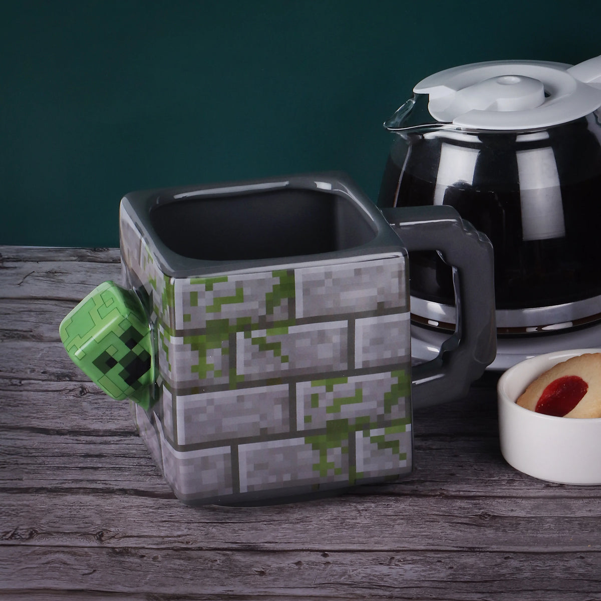 Taza de Cerámica 3D Cubo Minecraft Creeper 620ml