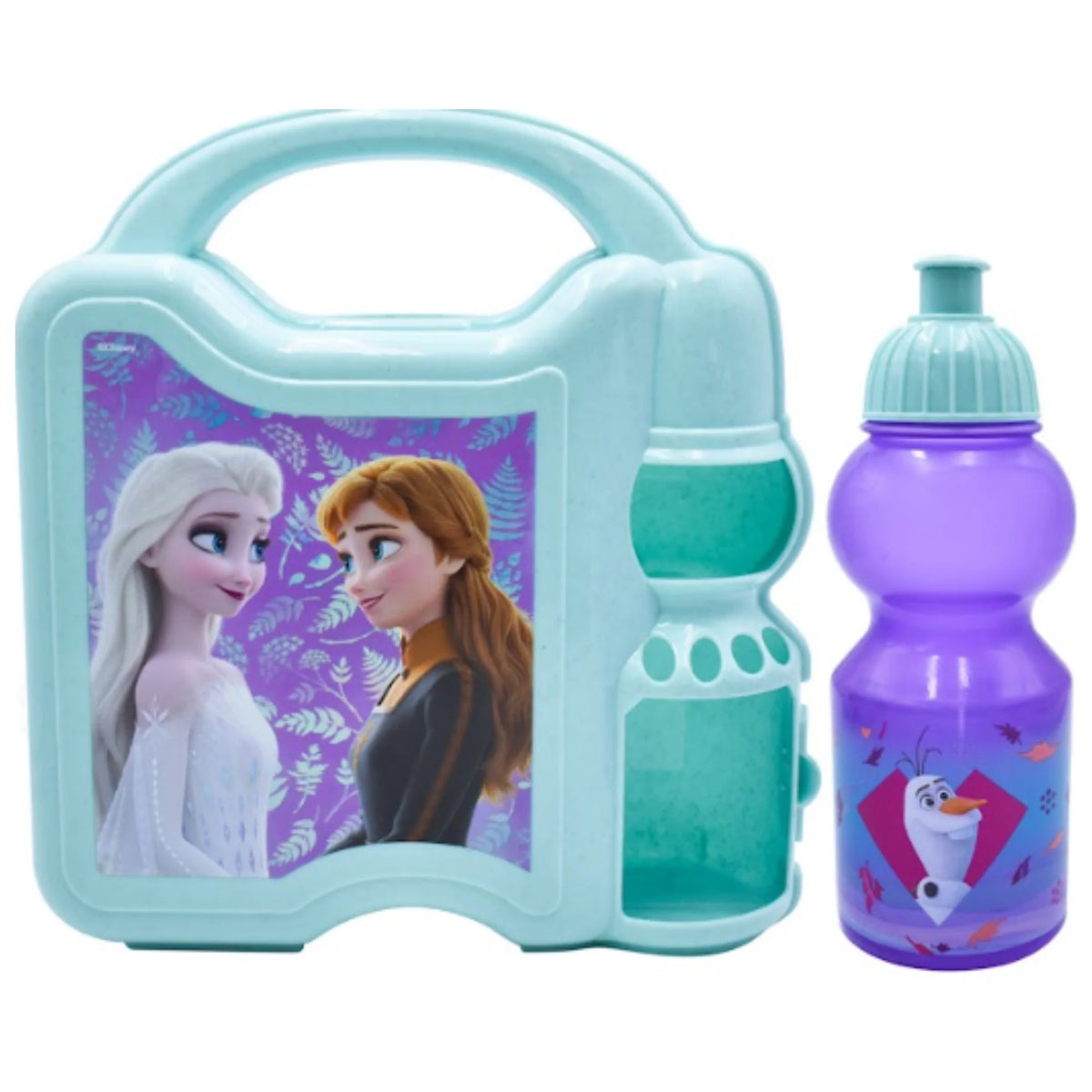 Lonchera Infantil de Plástico con Botella Fun Kids Frozen Anna Elsa Disney
