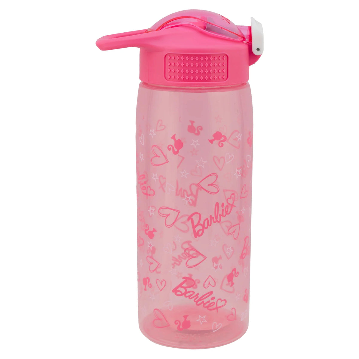 Botella de agua Magia Nostálgica Barbie rosa de 739ml con diseño de corazones, estrellas y logo, incluye popote