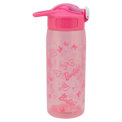 Botella de agua Magia Nostálgica Barbie rosa de 739ml con diseño de corazones, estrellas y logo, incluye popote