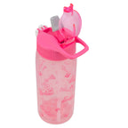 Botella de agua Magia Nostálgica Barbie rosa de 739ml con diseño de corazones, estrellas y logo, incluye popote