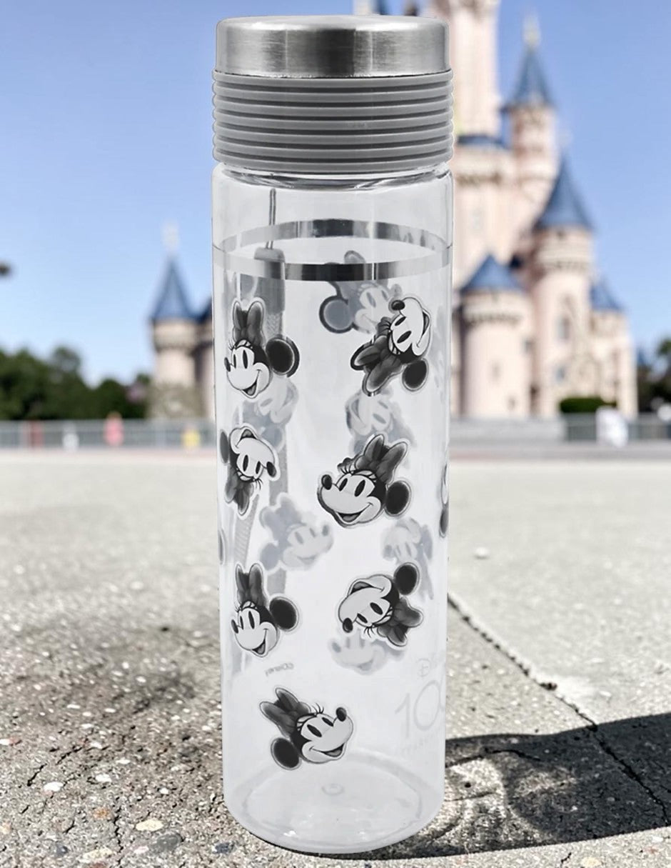 Botella de tritan Magia Nostálgica de 400ml con diseño vintage de Minnie Mouse en blanco y negro, edición Disney 100.