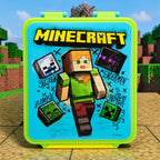 Contenedor hermético Magia Nostálgica de plástico con 3 divisiones y diseño estampado de personajes de Minecraft