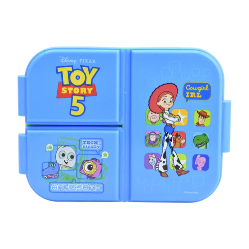 Contenedor de plástico azul Magia Nostálgica con 3 divisiones y diseño de personajes de Toy Story para alimentos