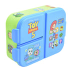 Contenedor de plástico azul Magia Nostálgica con 3 divisiones y diseño de personajes de Toy Story para alimentos