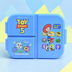 Contenedor de plástico azul Magia Nostálgica con 3 divisiones y diseño de personajes de Toy Story para alimentos