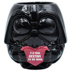 Magia Nostálgica 3D Darth Vader ceramic mug holding a pink heart with the text It Is Your Destiny To Be Mine