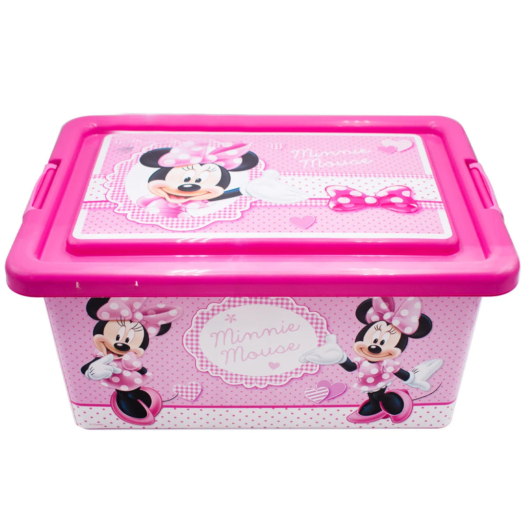 Juguetero organizador Magia Nostálgica de plástico rosa con diseño de Minnie Mouse y tapa de 7 litros